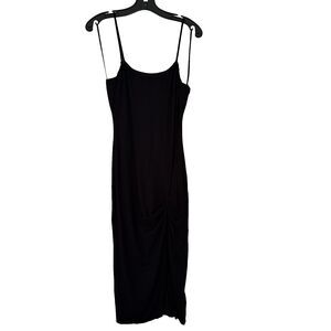Lulus Women’s Black Maxi Slip Dress with Side Slit Size Small Stretchy Lined